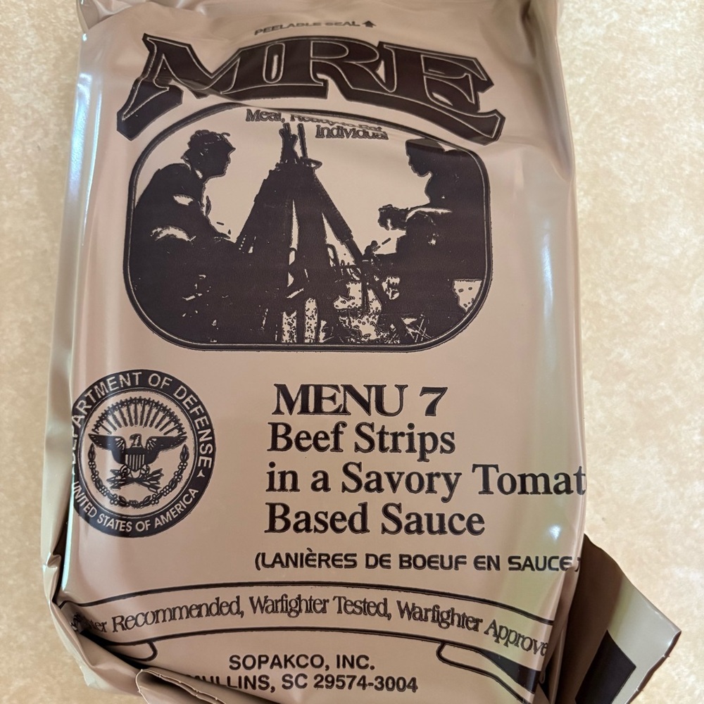 MRE (5) Menu 7 Beef Strips in Tomato Sauce